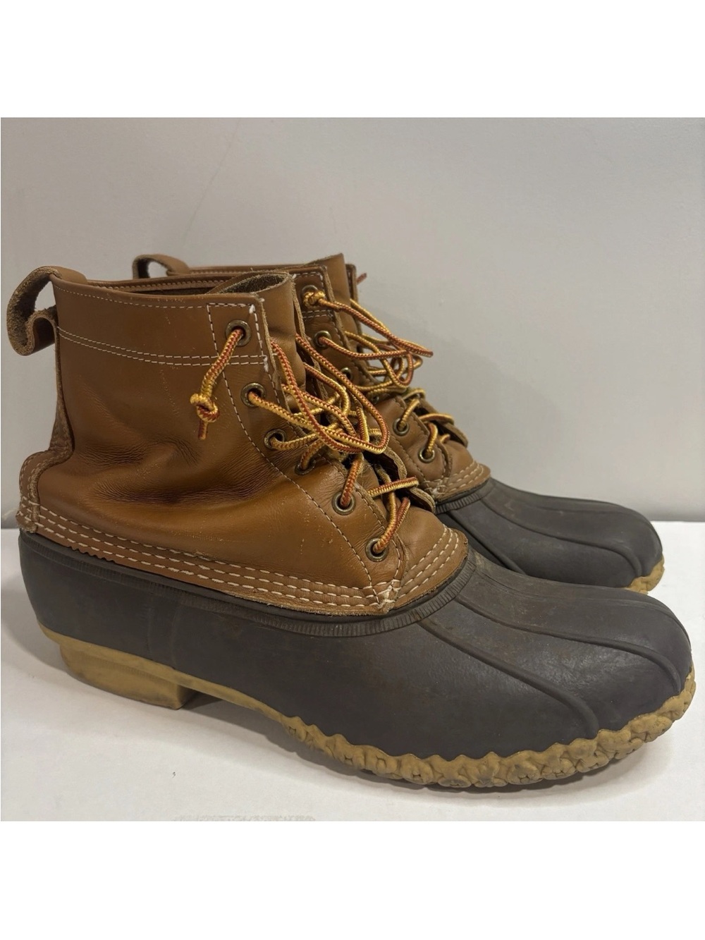 LL Bean Mens Duck Boots Size 14 M Leather Uppers Rubber Soles Made in Maine